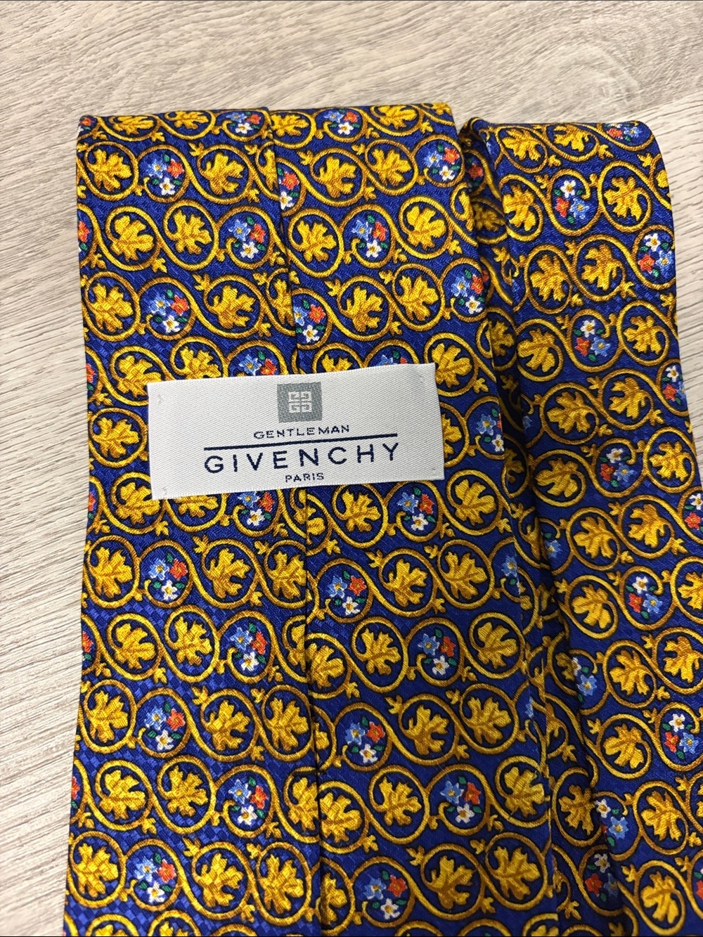 Givenchy Blue and Yellow Medallion Silk Tie